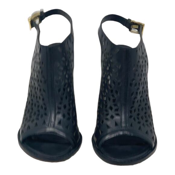 Rebecca Minkoff Black Leather Peep Toes Slingback Heel Sandal size 8M - Picture 10 of 11